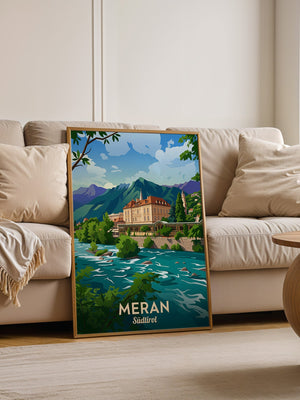 Meran Fluss Alpenszene Malerei