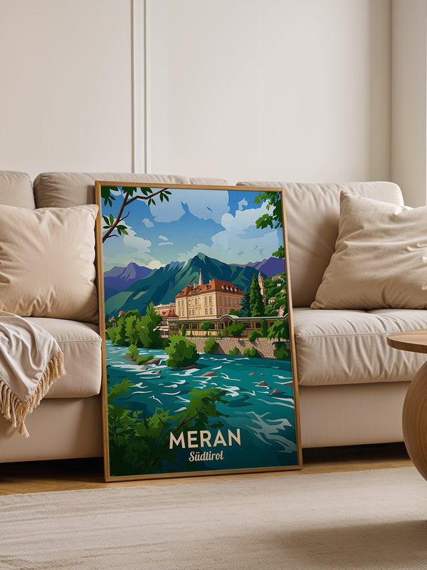 Meran Fluss Alpenszene Malerei