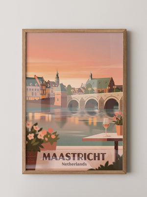 Maastricht Brücke in Abenddämmerung