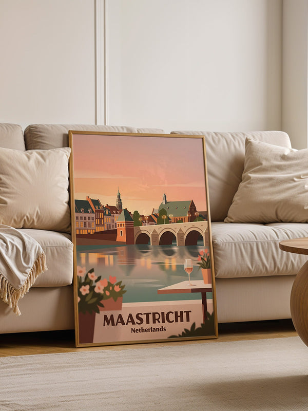 Maastricht Brücke in Abenddämmerung