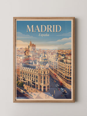 Madrid Skyline Retro