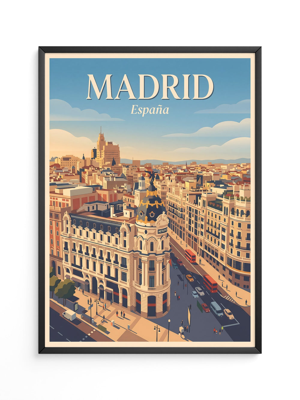 Madrid Skyline Retro