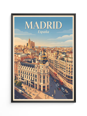 Madrid Skyline Retro