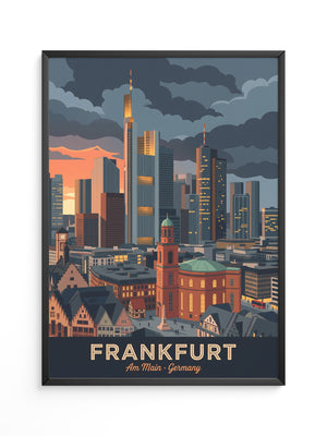 Frankfurt Skyline bei Sonnenuntergang
