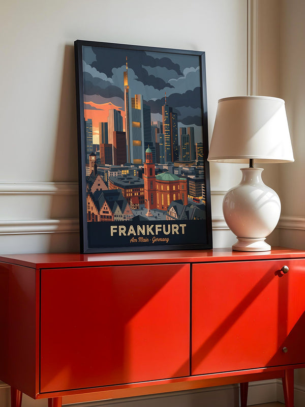 Frankfurt Skyline bei Sonnenuntergang
