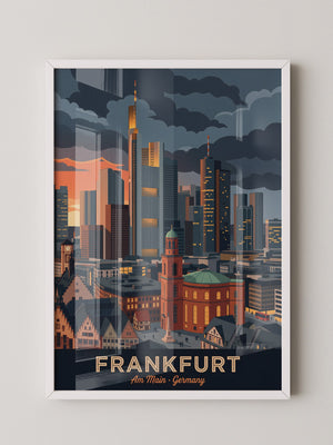 Frankfurt Skyline bei Sonnenuntergang