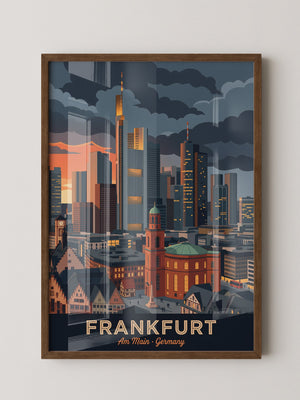 Frankfurt Skyline bei Sonnenuntergang