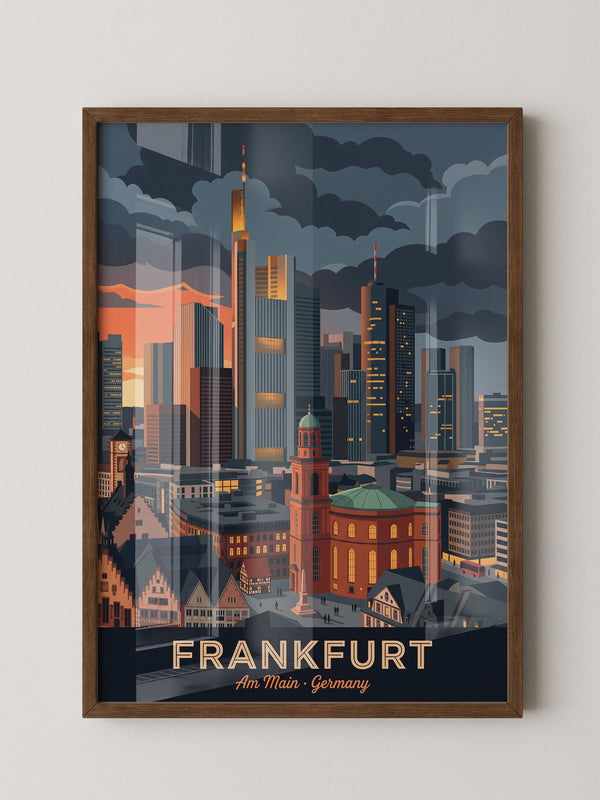 Frankfurt Skyline bei Sonnenuntergang