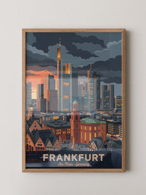 Frankfurt Skyline bei Sonnenuntergang