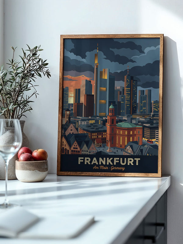 Frankfurt Skyline bei Sonnenuntergang