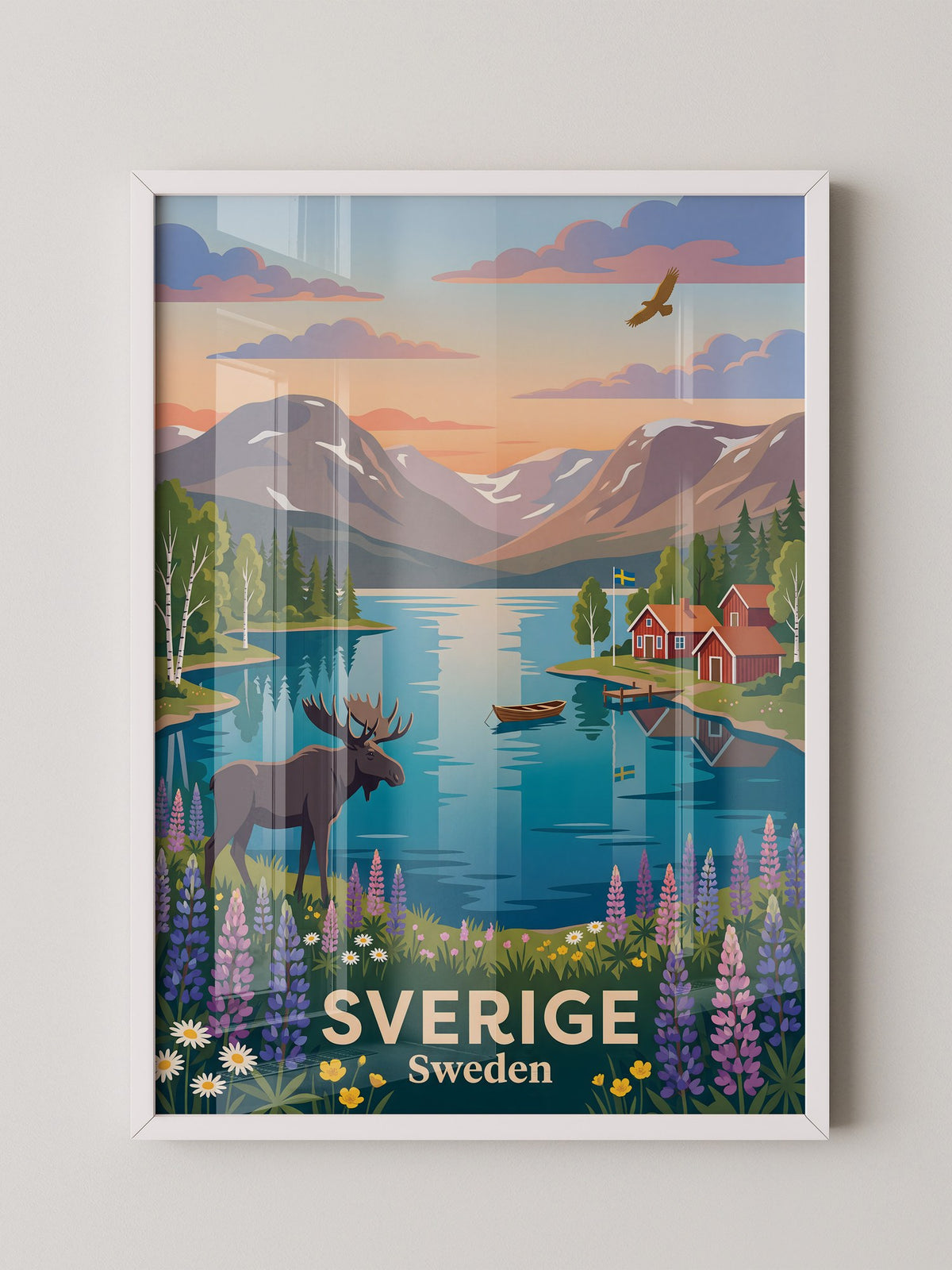 Schwedische Landschaft Sonnenuntergang