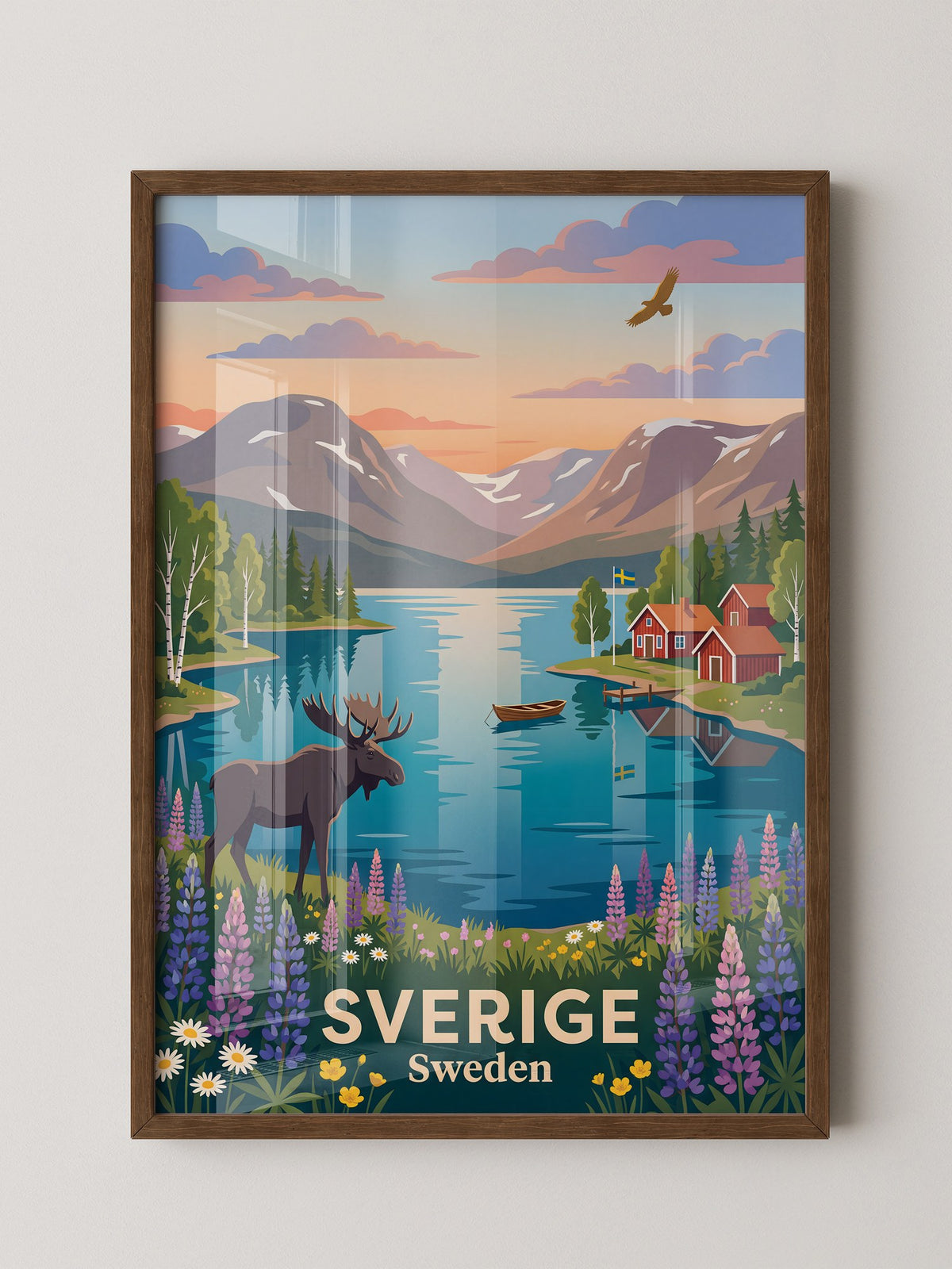 Schwedische Landschaft Sonnenuntergang