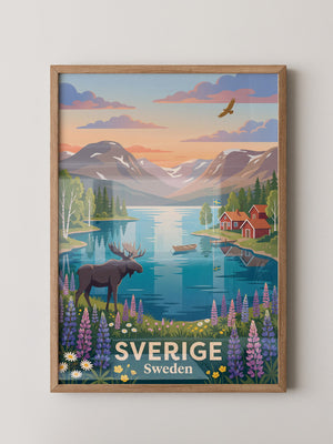 Schwedische Landschaft Sonnenuntergang