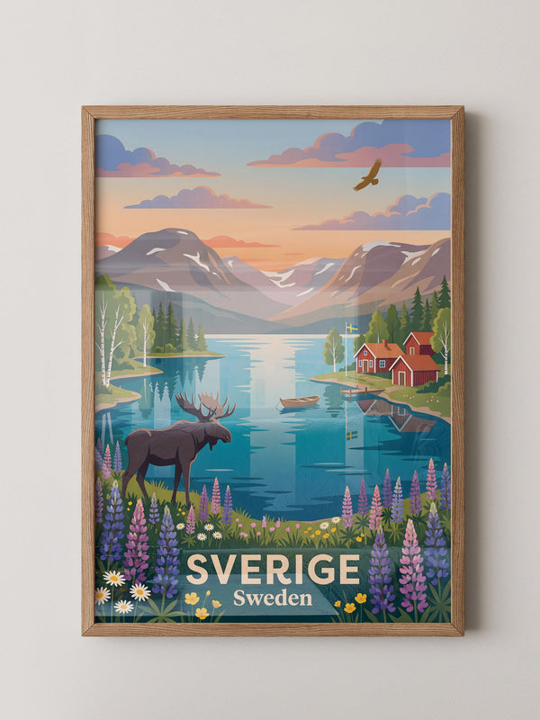 Schwedische Landschaft Sonnenuntergang