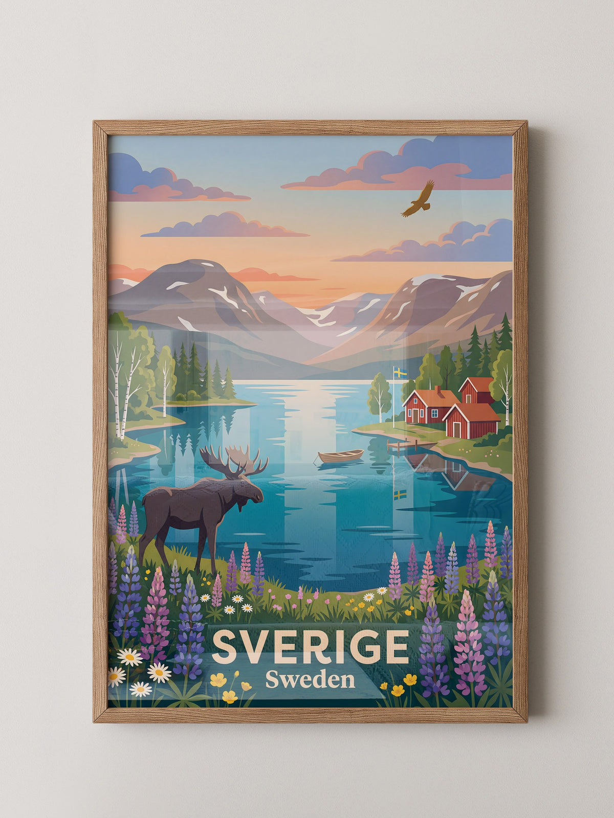Schwedische Landschaft Sonnenuntergang
