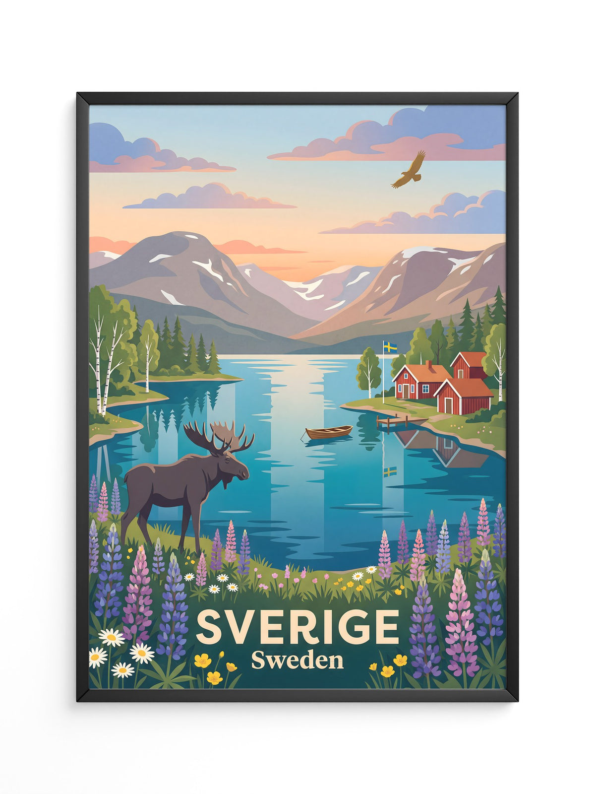Schwedische Landschaft Sonnenuntergang