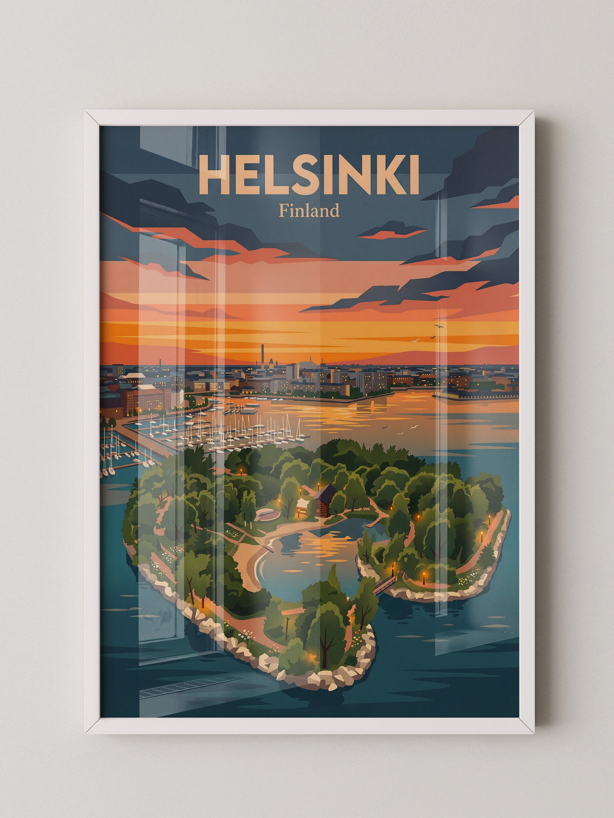 Helsinki Sonnenuntergang Illustration