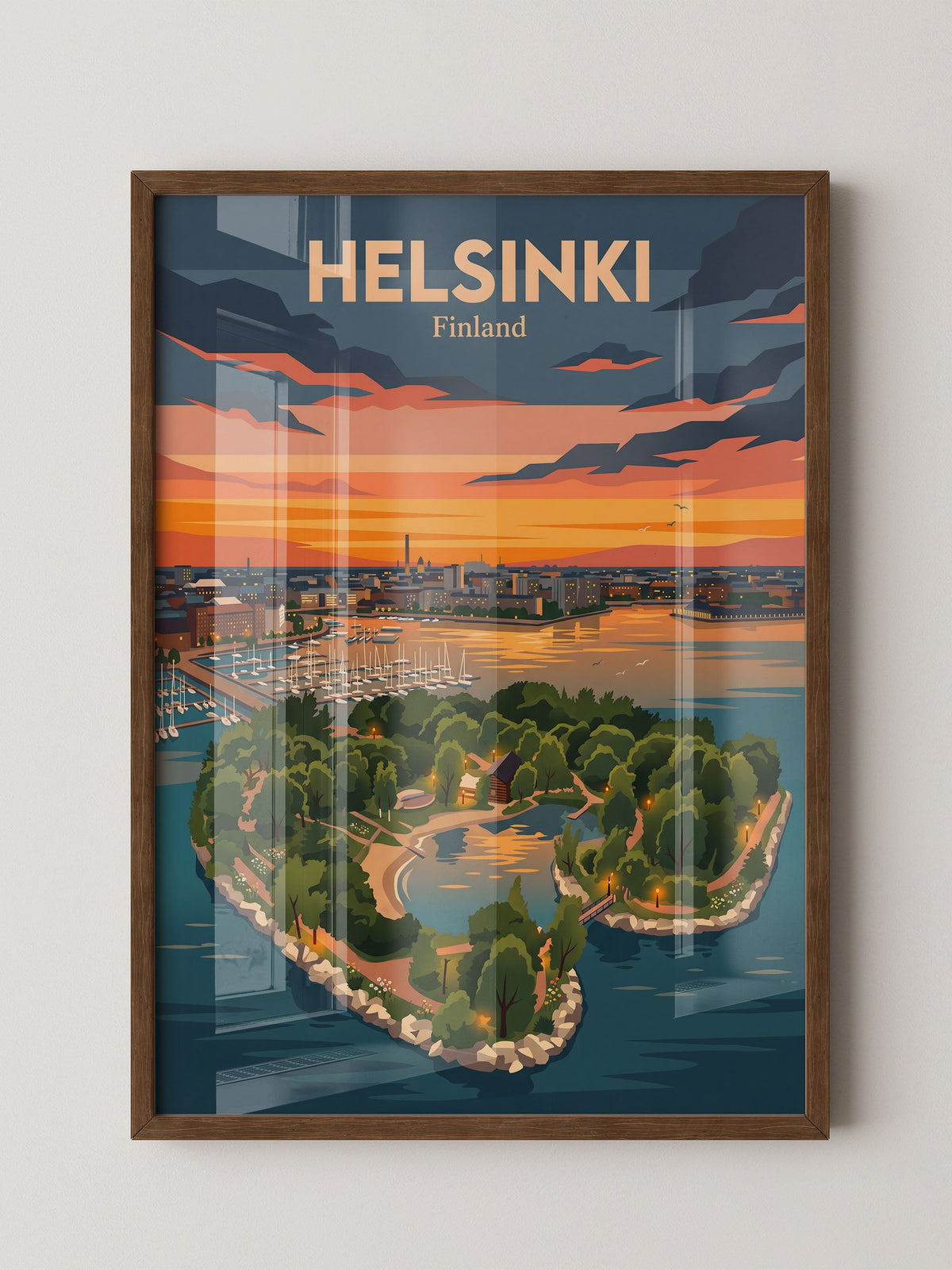 Helsinki Sonnenuntergang Illustration
