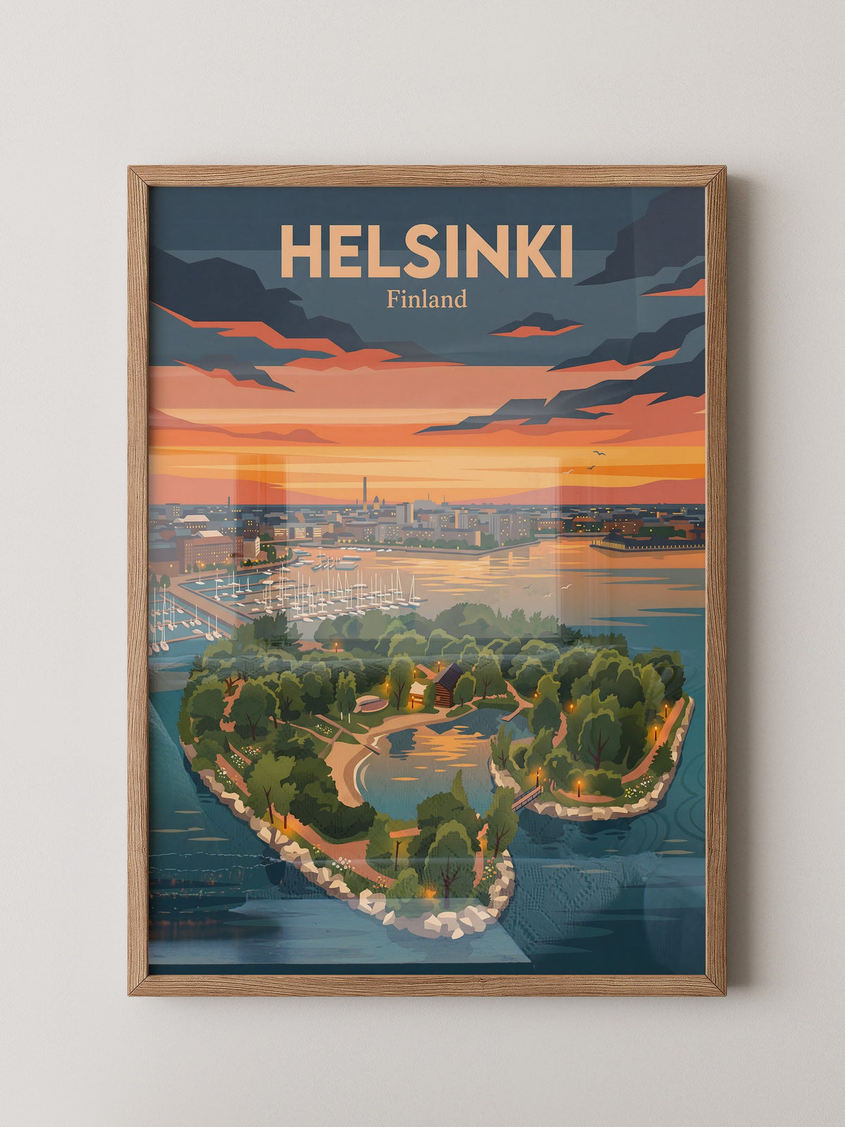 Helsinki Sonnenuntergang Illustration