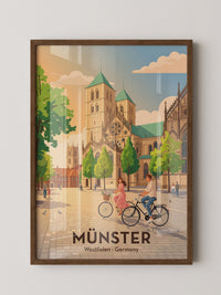Münster Fahrradtour Pastell Stil