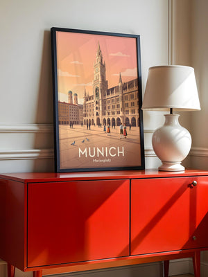 Marienplatz Sonnenuntergang Retro Look