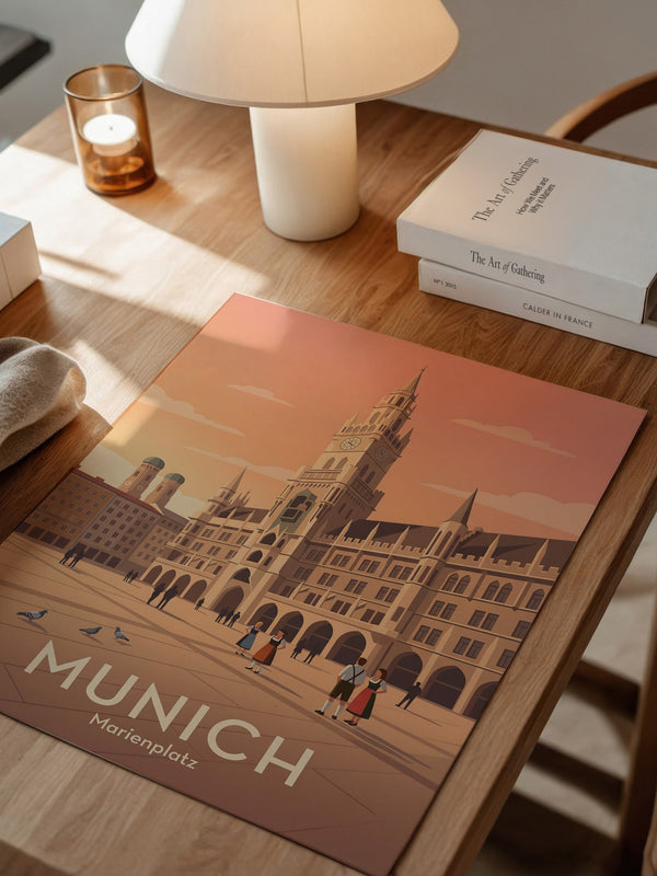 Marienplatz Sonnenuntergang Retro Look