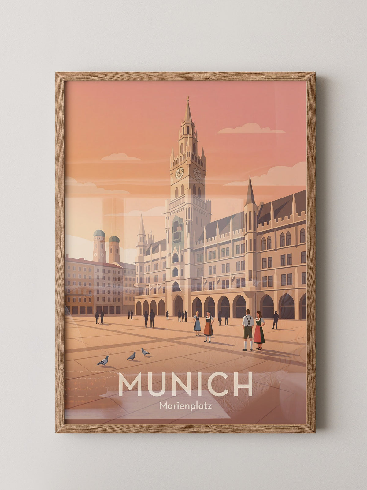 Marienplatz Sonnenuntergang Retro Look