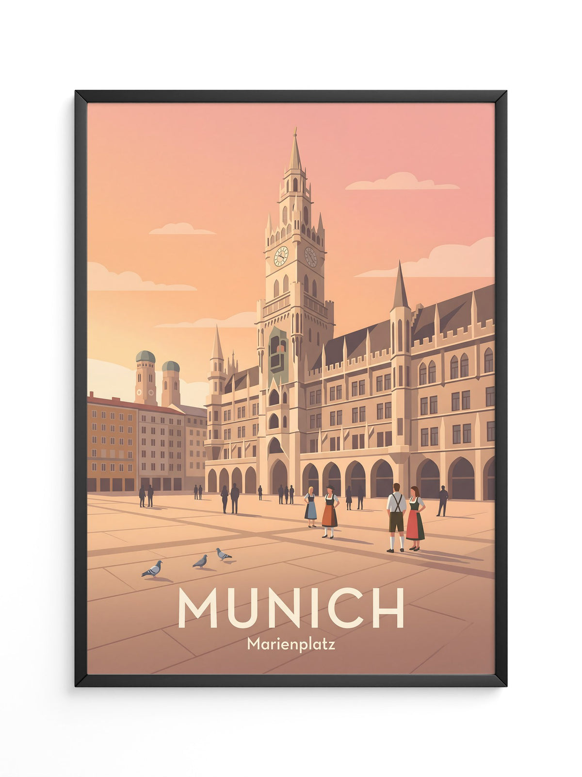 Marienplatz Sonnenuntergang Retro Look