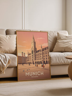 Marienplatz Sonnenuntergang Retro Look