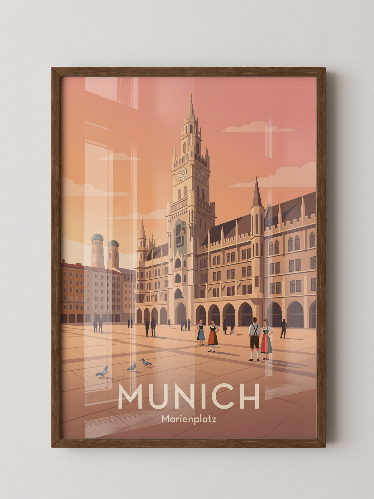 Marienplatz Sonnenuntergang Retro Look