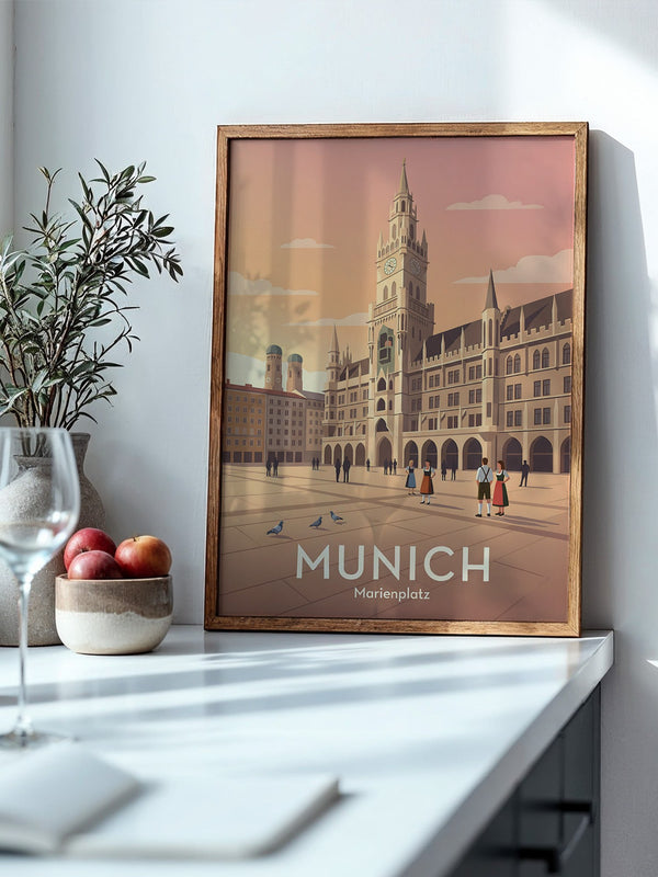 Marienplatz Sonnenuntergang Retro Look