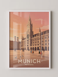 Marienplatz Sonnenuntergang Retro Look