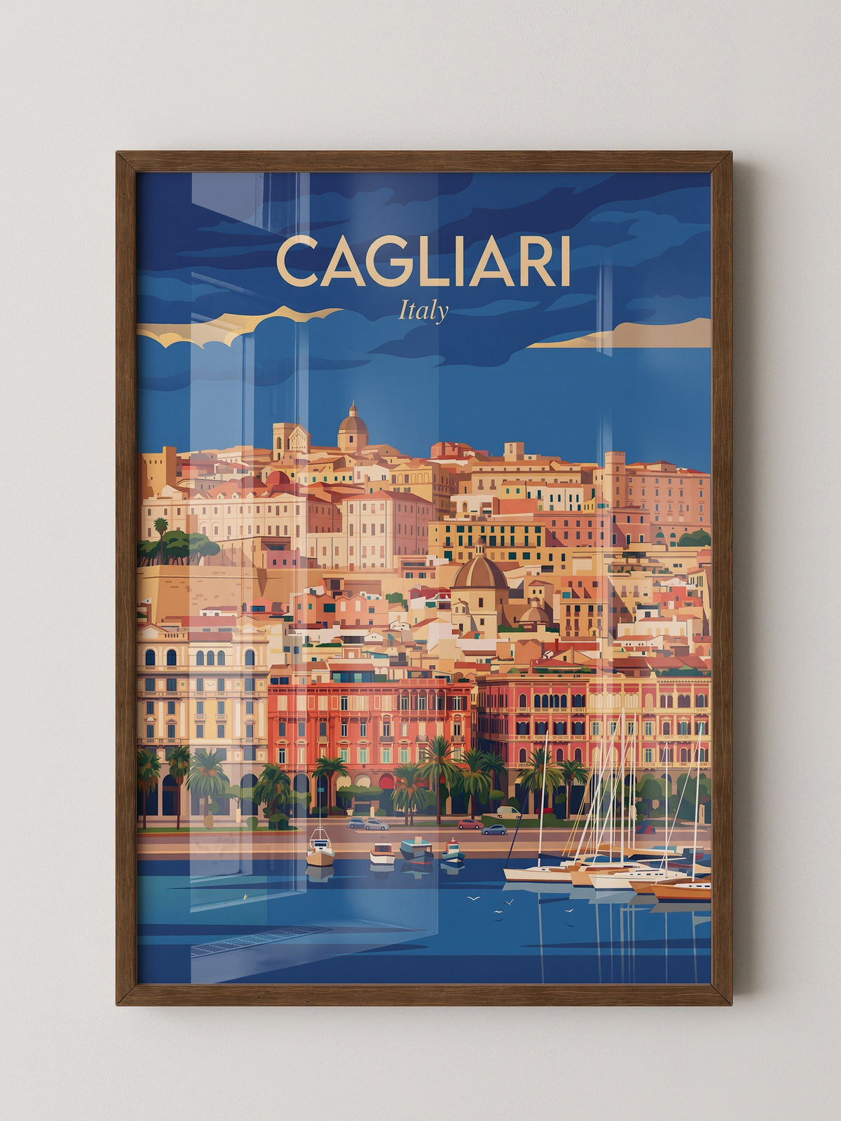 Cagliari Stadt Panorama Vintage