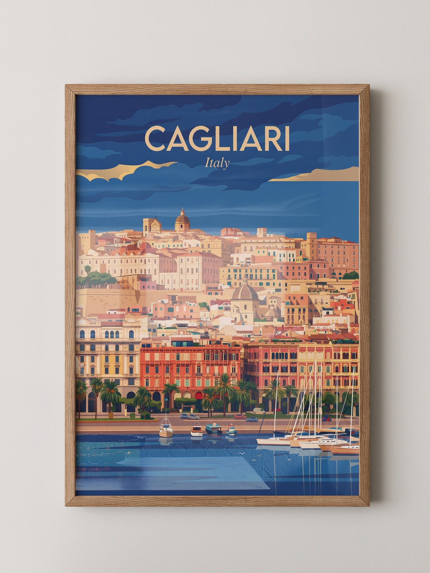 Cagliari Stadt Panorama Vintage