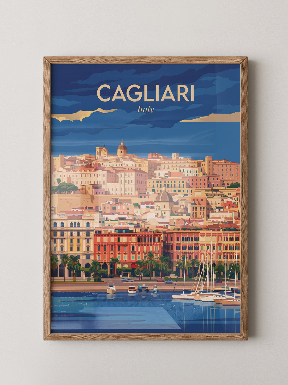 Cagliari Stadt Panorama Vintage
