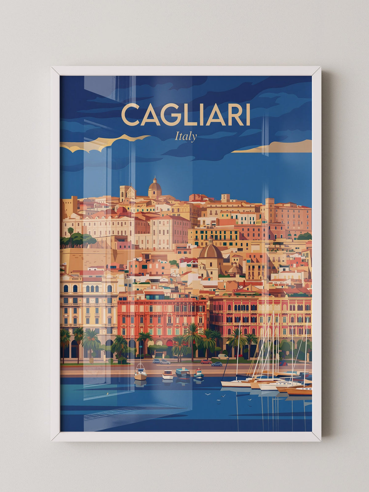 Cagliari Stadt Panorama Vintage