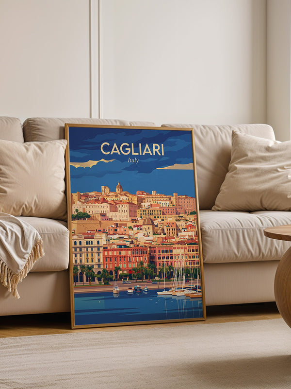 Cagliari Stadt Panorama Vintage