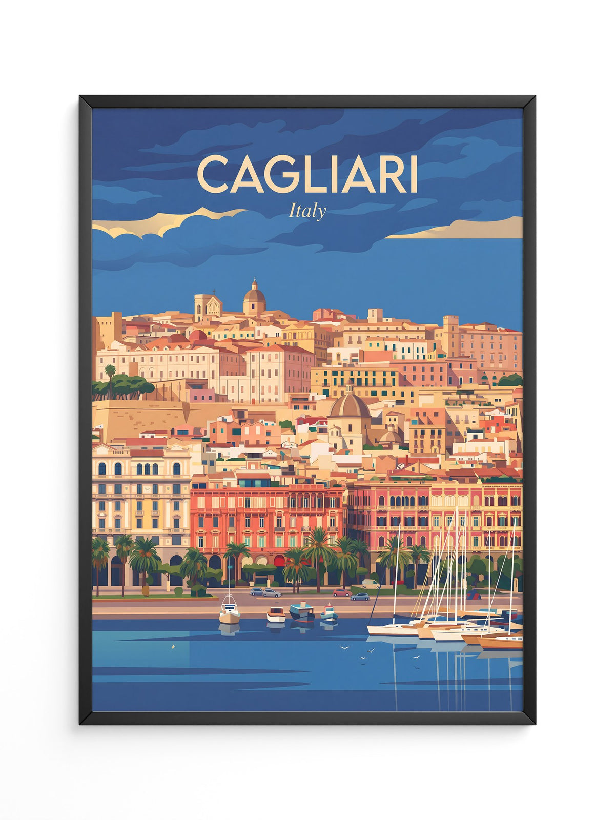 Cagliari Stadt Panorama Vintage