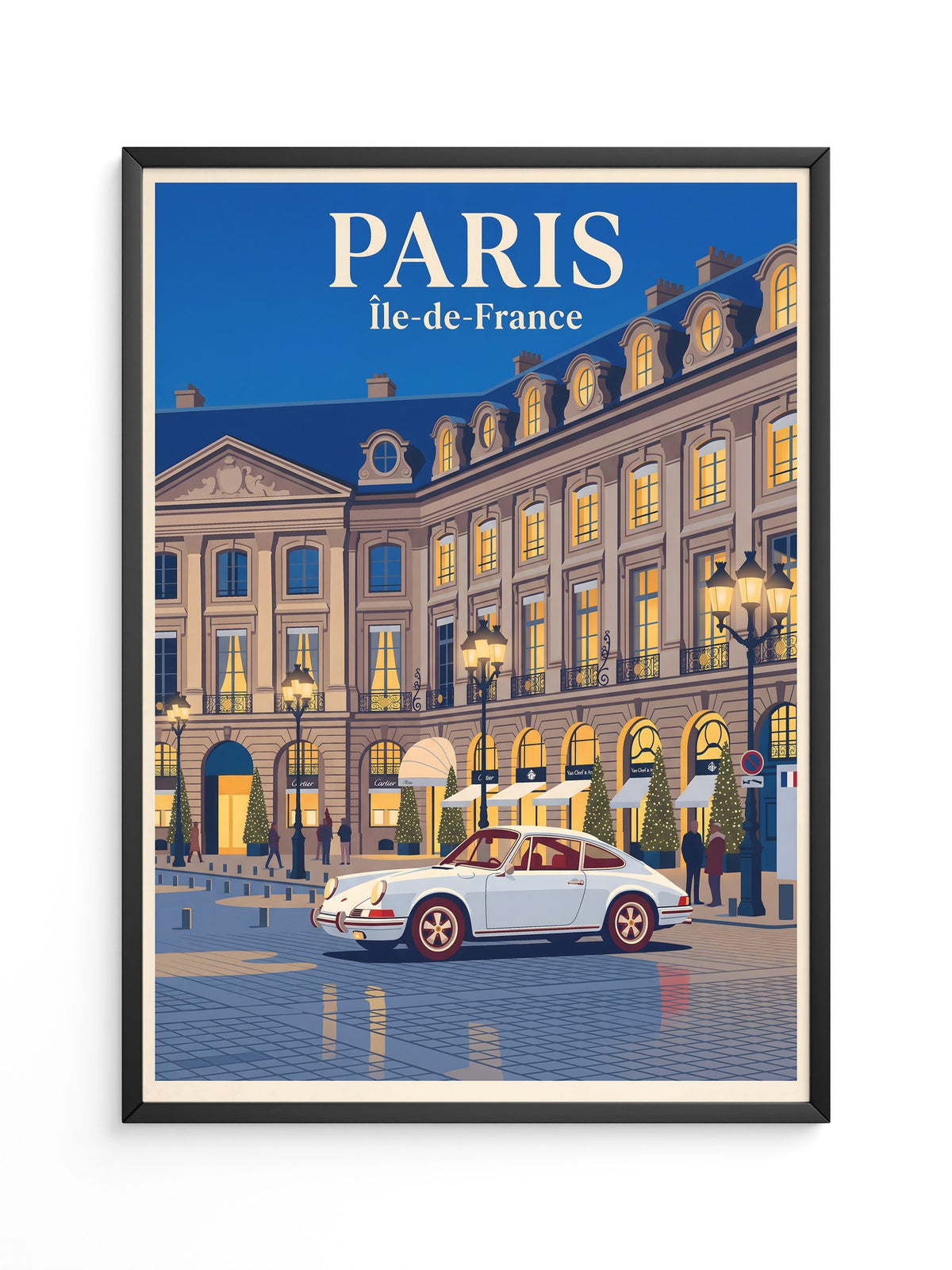 Porsche Paris Retro Abendszene
