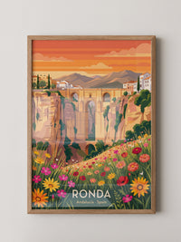 Ronda Brücke Blumen Panorama