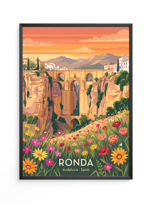 Ronda Brücke Blumen Panorama