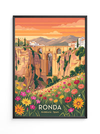 Ronda Brücke Blumen Panorama