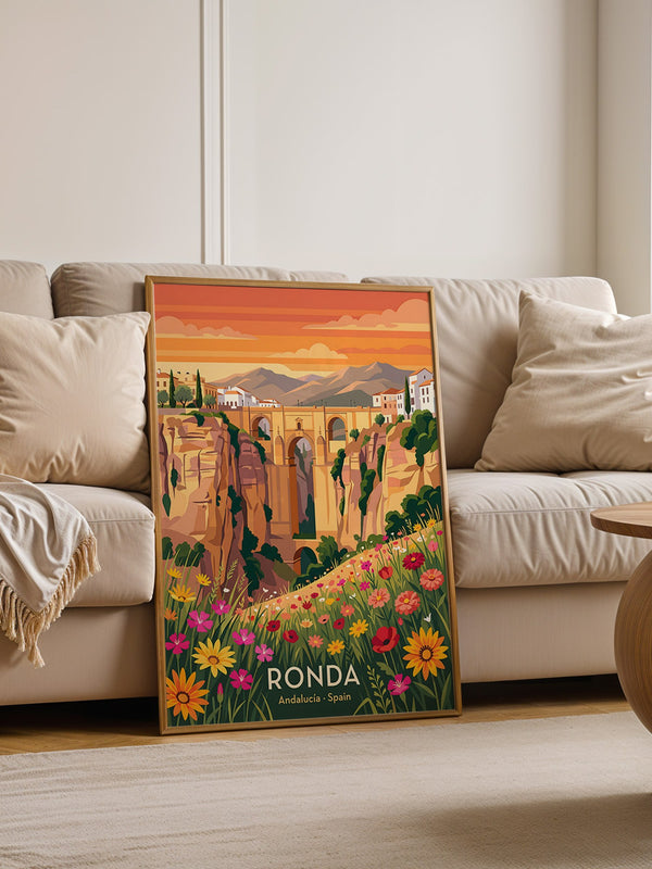 Ronda Brücke Blumen Panorama