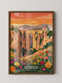 Ronda Brücke Blumen Panorama