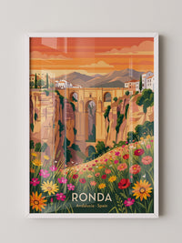 Ronda Brücke Blumen Panorama
