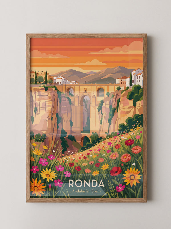 Ronda Brücke Blumen Panorama