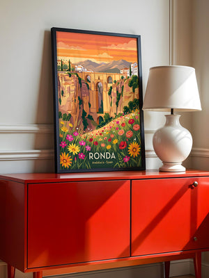 Ronda Brücke Blumen Panorama