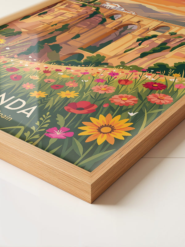 Ronda Brücke Blumen Panorama