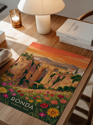 Ronda Brücke Blumen Panorama
