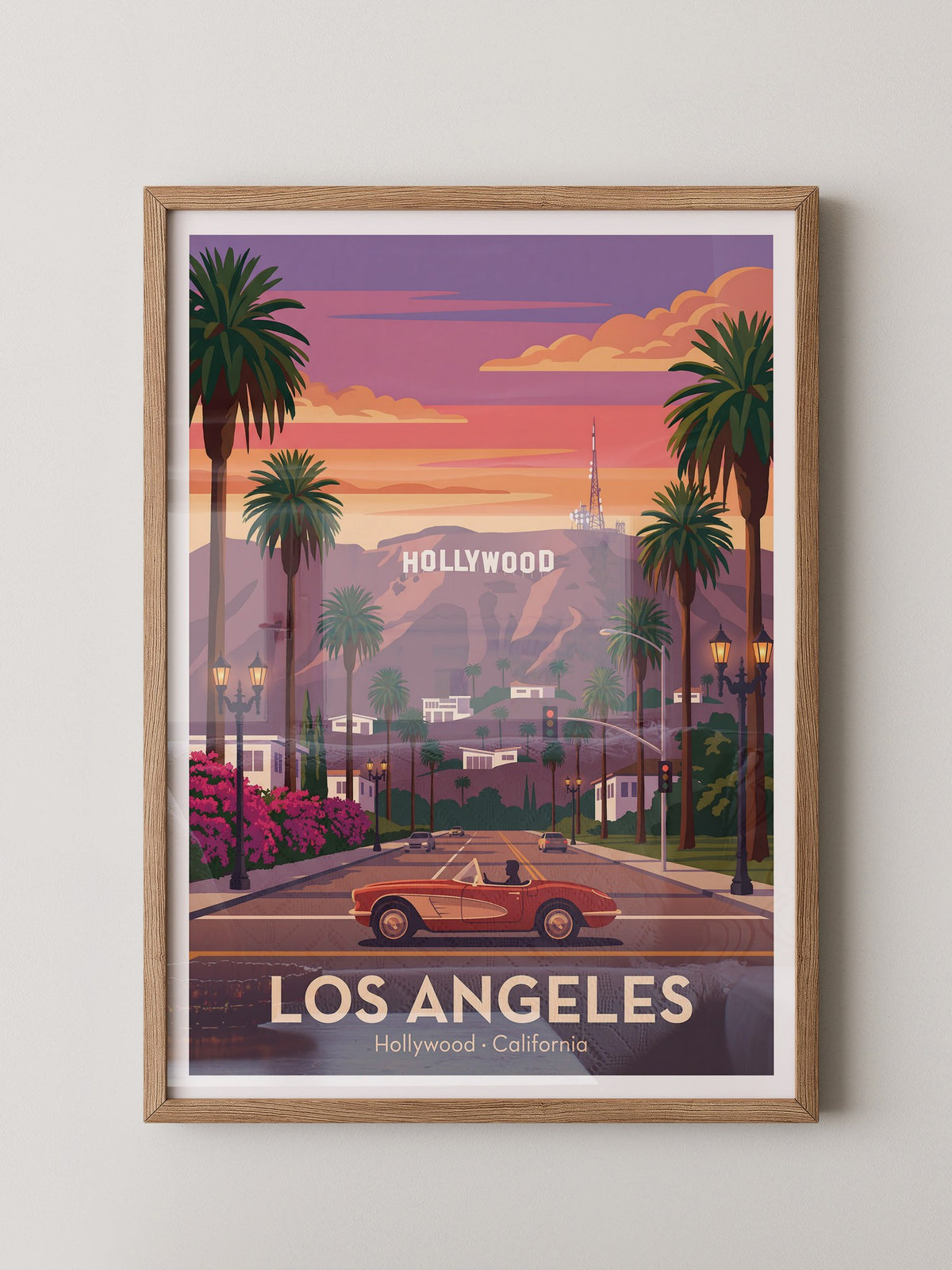 Hollywood Palmen Retro Sonnenuntergang